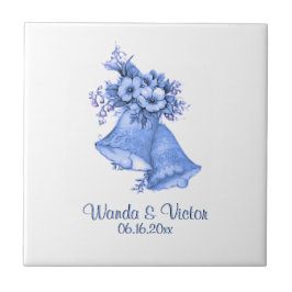 Blue Wedding Bells gepersonaliseerd Tegeltje
