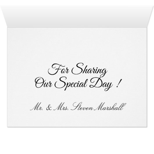 Blue Wedding Bells Hartelijk dank, kaart met handt (Binnen Horizontaal (Onder))