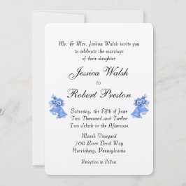 Blue Wedding Bells Invitation 5 x 7 inch Kaart