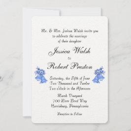 Blue Wedding Bells Invitation 5 x 7 inch Kaart