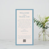 Blue Wedding Ceremony or Reception Welcome Bedankkaart (Staand voorkant)