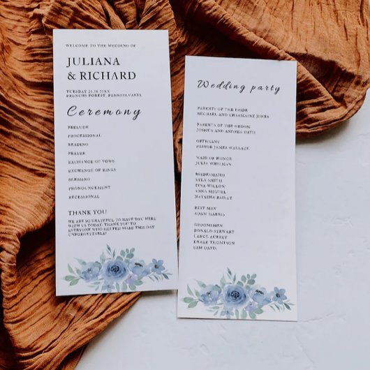 Blue Wedding Ceremony Programma Sjabloon