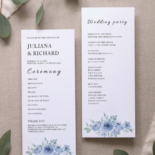 Blue Wedding Ceremony Programma Sjabloon