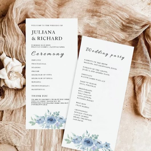 Blue Wedding Ceremony Programma Sjabloon