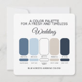 Blue Wedding Color Palette for Timeless Weddings Kaart (Achterkant)