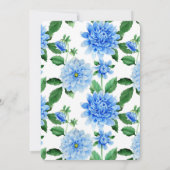 Blue Wedding Dahlia Waterverf Kaart (Achterkant)