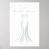 Blue Wedding Dress Vrijgezellenfeest Welkom Poster (Voorkant)