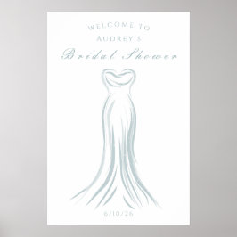 Blue Wedding Dress Vrijgezellenfeest Welkom Poster