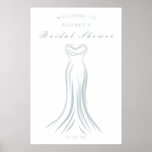 Blue Wedding Dress Vrijgezellenfeest Welkom Poster (Voorkant)