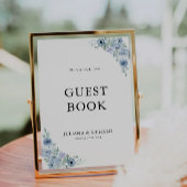 Blue Wedding Guest Book Sign Sjabloon Kaart