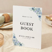 Blue Wedding Guest Book Sign Sjabloon Kaart