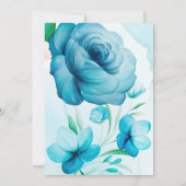 Blue Wedding Invitation Kaart van Waterverf Floral (Achterkant)