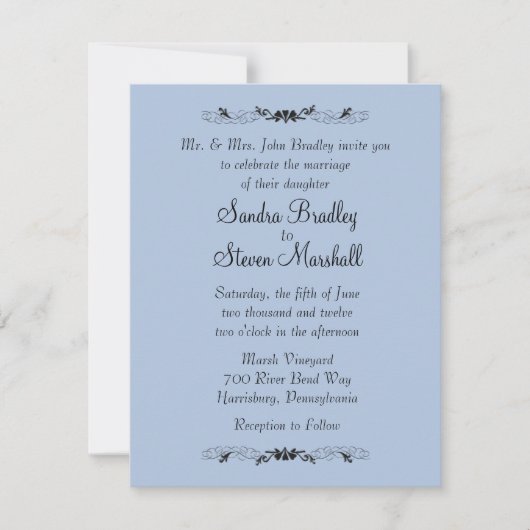 Blue Wedding Invitations Kaart (Voorkant)