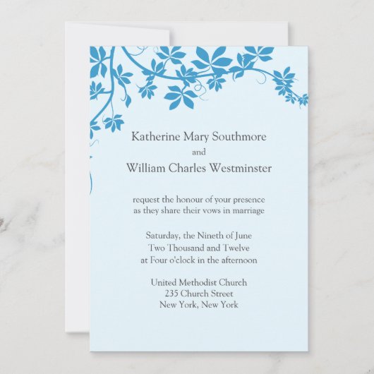 Blue Wedding Invitations Kaart (Voorkant)