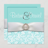 Blue Wedding Invitations Kaart (Voorkant / Achterkant)