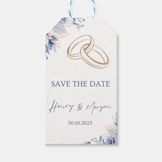 Blue Wedding Lente Uitnodiging Pakket Cadeaulabel (Voorkant)