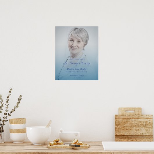 Blue Wedding Loving Memory Reserved Seat Poster (Keuken)