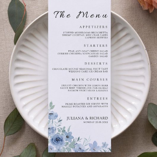 Blue Wedding Menu Kaarten Sjabloon