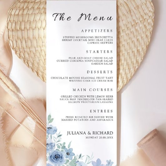 Blue Wedding Menu Kaarten Sjabloon