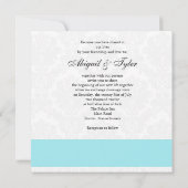 Blue Wedding Monogram Damask Uitnodiging (Achterkant)