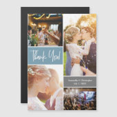 Blue Wedding Photo Collage Verticaal bedankt (Voorkant / Achterkant)