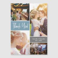 Blue Wedding Photo Collage Verticaal bedankt