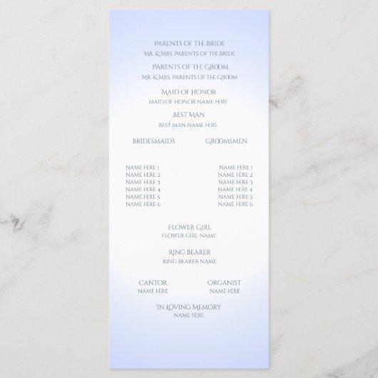 Blue Wedding-programma Programmakaart (Achterkant)