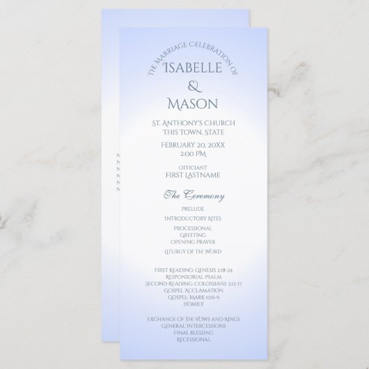 Blue Wedding-programma Programmakaart (Voorkant / Achterkant)