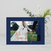 Blue Wedding Real Folie 2 foto's Bedankt kaarten (Staand Voorkant)