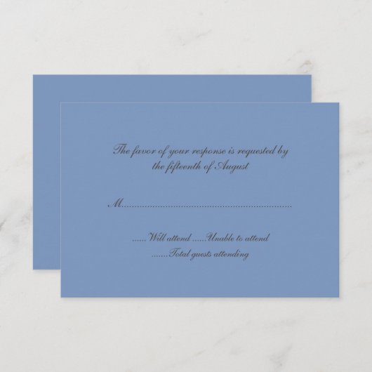 Blue Wedding Response Card RSVP Kaartje (Voorkant / Achterkant)