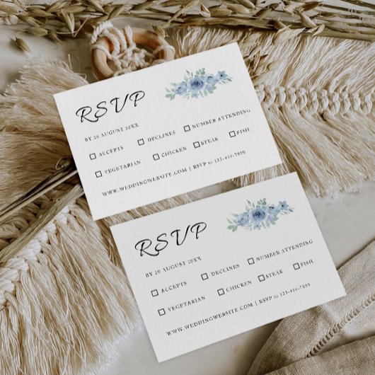Blue Wedding RSVP Kaart Sjabloon