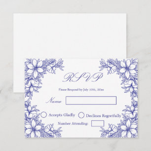 Blue Wedding RSVP met  Floral graphics
