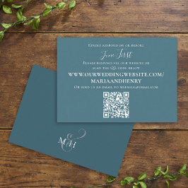Blue Wedding RSVP Simple QR Code Informatiekaartje