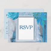 Blue Wedding RSVP Uitnodiging Briefkaart (Voorkant / Achterkant)