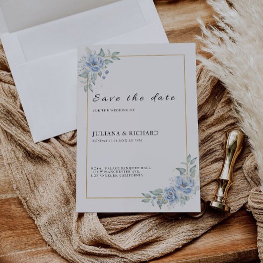 Blue Wedding Save the Date Sjabloon Kaart