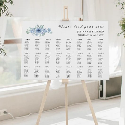Blue Wedding Seating Chart Sjabloon Poster