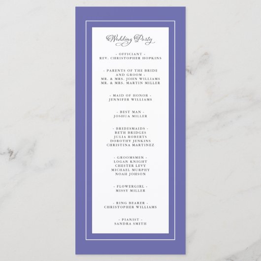 Blue Wedding Service Ceremony Elegant Programmakaart (Achterkant)