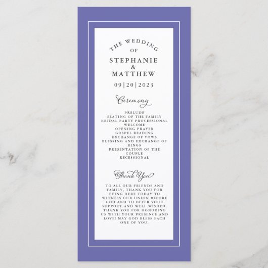 Blue Wedding Service Ceremony Elegant Programmakaart (Voorkant)