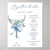 Blue Wedding Signature Drink Menu Poster (Voorkant)