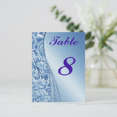 Blue Wedding Table Kaart Nummers Briefkaart (Staand voorkant)