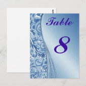Blue Wedding Table Kaart Nummers Briefkaart (Voorkant / Achterkant)