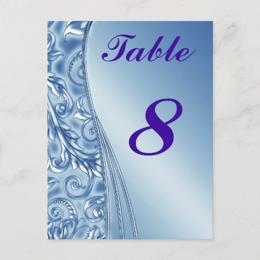 Blue Wedding Table Kaart Nummers Briefkaart (Voorkant)