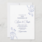 Blue Wedding-uitnodiging Kaart (Voorkant)