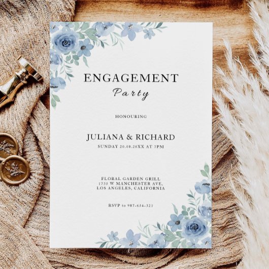 Blue Wedding Verloving Invitation Sjabloon Kaart