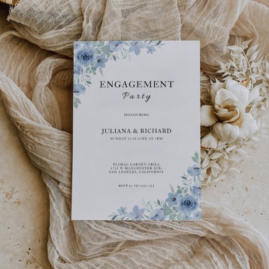 Blue Wedding Verloving Invitation Sjabloon Kaart