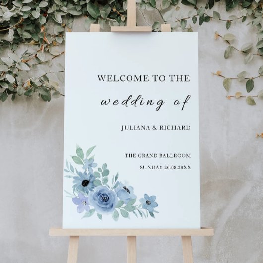 Blue Wedding Welcome Sign Poster