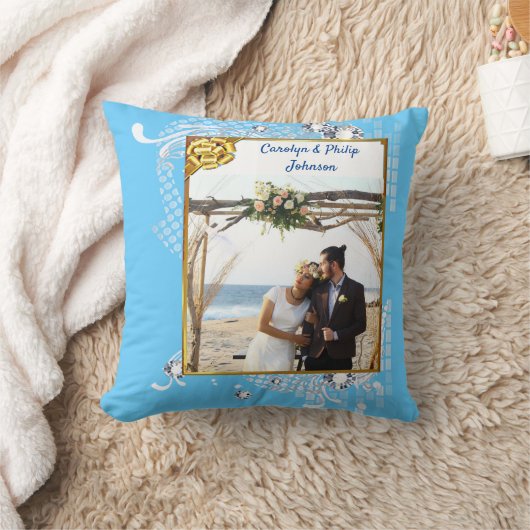 Blue Wedding with Diamonds Foto & Name, YPI Kussen (Deken)