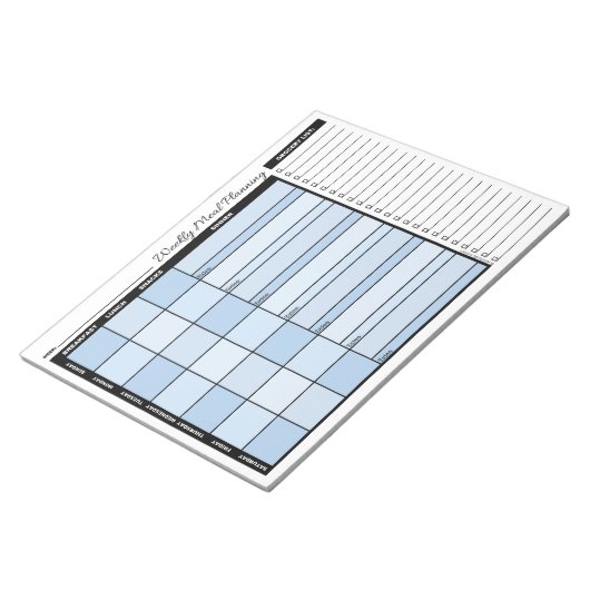Blue Weekly Meal Planner with Grocery List Notitieblok (Schuin)