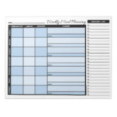 Blue Weekly Meal Planner with Grocery List Notitieblok (Voorkant)