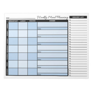 Blue Weekly Meal Planner with Grocery List Notitieblok